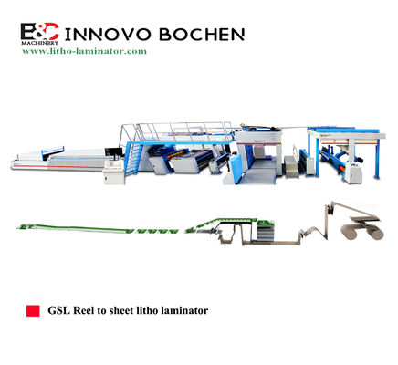 Reel To Sheet Bottom Paper Roll Feeding Automatic Flute Litho Laminator Machine With Flip Flop Stacker Line