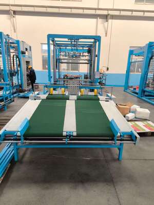 Auto Flip Flop Stacker Machine Integrating Slow Paper Table And System Components For Flute Laminator Turning And Stacking In Packaging Production